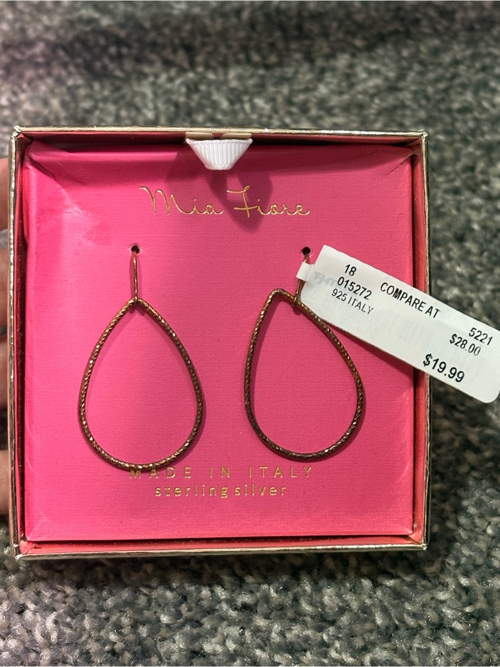 Mia Fiore 925 Sterling Silver Textured Teardrop Earrings